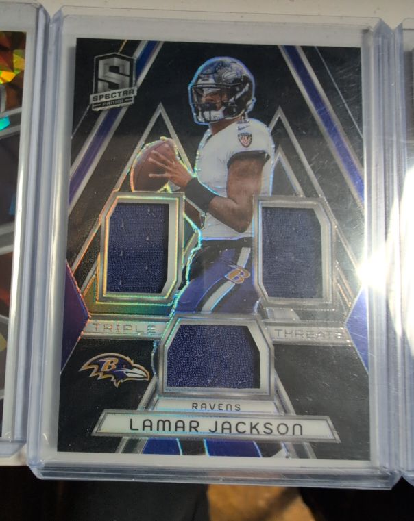 2024 Panini Spectra Triple Threats Patch #TT-LJN Lamar Jackson — front