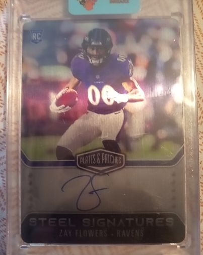 2023 Panini Plates & Patches Steel Signatures #RSSZFL Zay Flowers — front