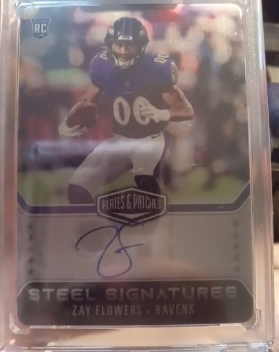 2023 Panini Plates & Patches Steel Signatures #RSSZAY Zay Flowers — front