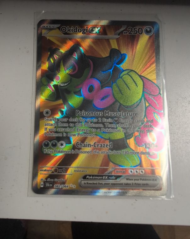 2023 Pokémon Scarlet & Violet Shrouded Fable #082 Okidogi EX — front
