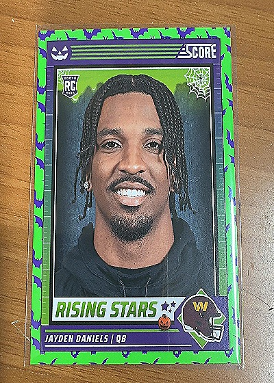 2024 Panini Score-A-Treat #26 Jayden Daniels Rising Stars Green Bats Rookie Card — front