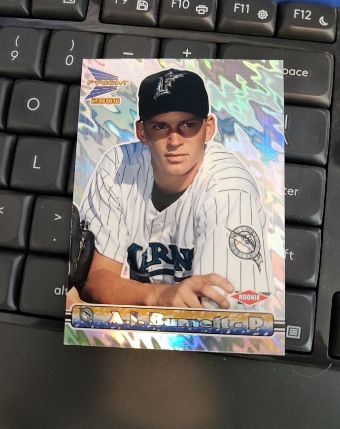 2000 Pacific Prism #57 A.J. Burnett Rookie — front