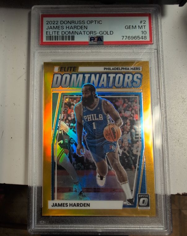 2022 Donruss Optic #2 James Harden Elite Dominators-Gold — front