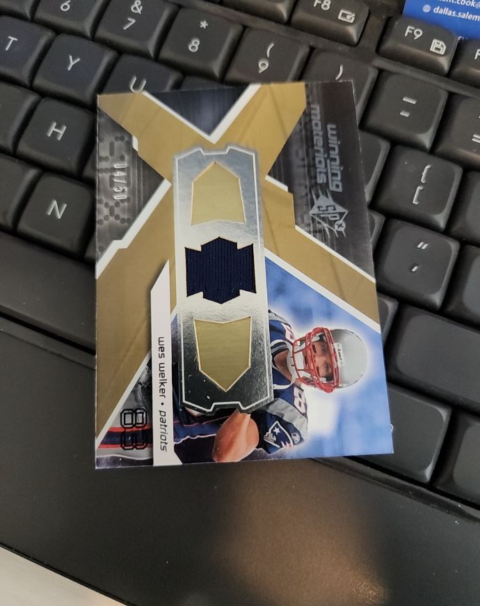 2008 Upper Deck SPx Winning Materials #WM-WW1 Wes Welker — front