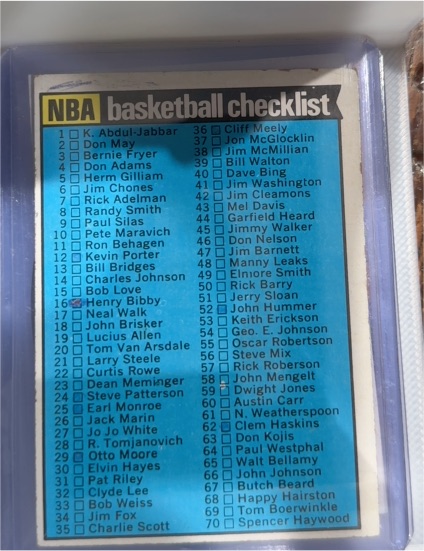 1974-75 Topps #141 NBA Checklist 1-176 — front