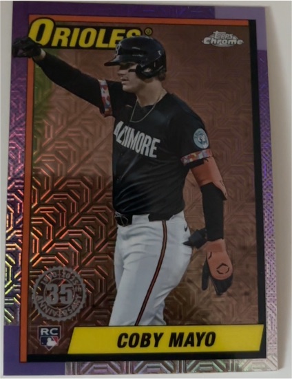2025 Topps Series 1 1990 Topps Chrome Silver Pack Mojo #T90C-21 Coby Mayo — front