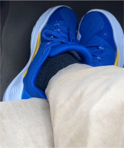 Under Armour Curry Flow 9 Blue Yellow White Sneakers — front