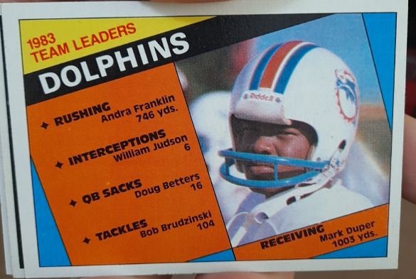 1984 Topps #116 Dolphins Team Leaders - Mark Duper — front