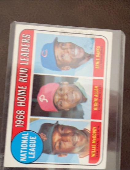 1969 Topps #6 National League 1968 Home Run Leaders Ernie Banks Richie Allen Willie McCovey — front