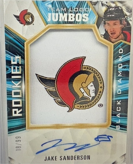 2022-23 Upper Deck Black Diamond Team Logo Jumbos Rookies #RTL-JS Jake Sanderson — front