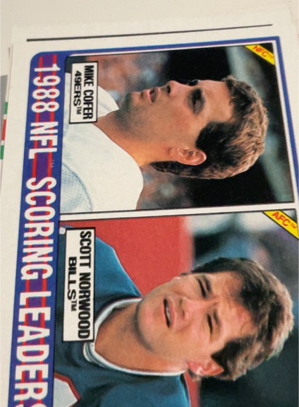 1989 Topps #220b 1988 NFL Scoring Leaders (Mike Cofer / Scott Norwood) — front