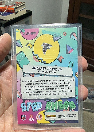 2024 Panini Score #SA-MPJ Michael Penix Jr. — back