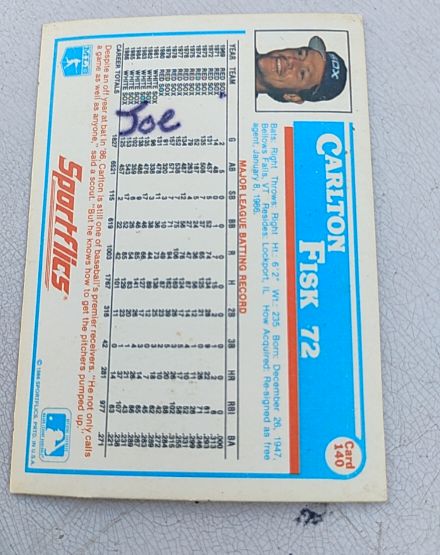 1987 Sportflics #140 Carlton Fisk — front