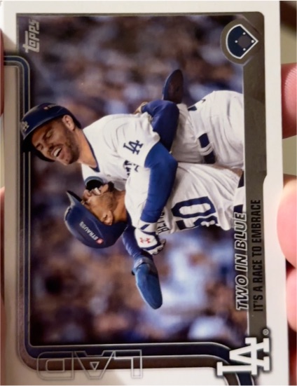2023 Topps #Two In Blue Los Angeles Dodgers Two In Blue It's A Race To Embrace — front