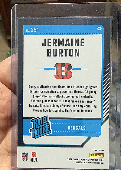 2024 Panini Donruss Optic Football #251 Jermaine Burton — back
