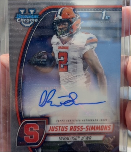 2020 Bowman Chrome #Holo Justus Ross-Simmons — front