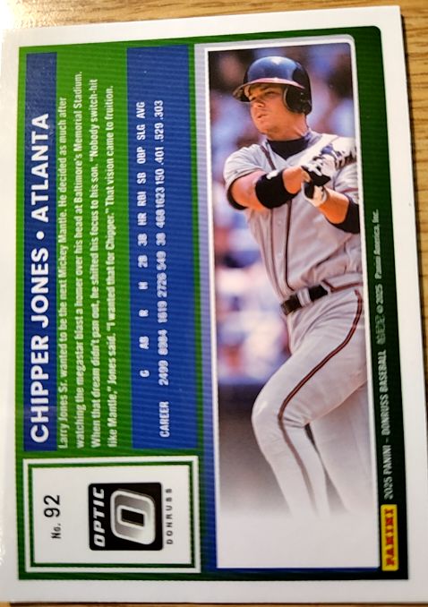 2020 Donruss Optic #92 Chipper Jones — front