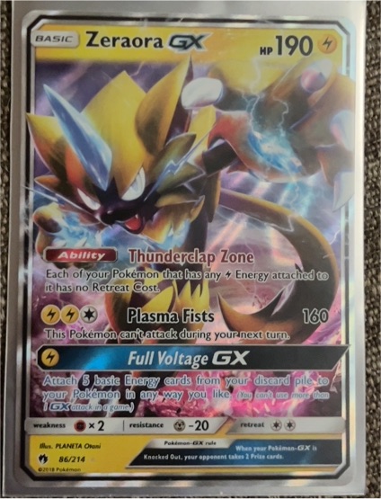 2018 Pokémon #86 Zeraora GX — front