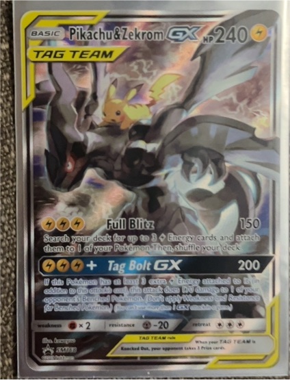 2018 Pokémon SM195 Pikachu & Zekrom GX Tag Team — front