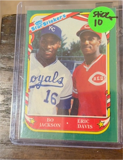 1987 Fleer Star Stickers #SS1 Bo Jackson / Eric Davis — front