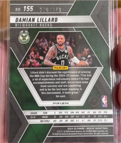 2024-25 Panini Mosaic #155 Damian Lillard — front