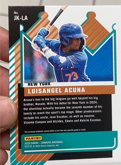 2025 Panini Donruss Baseball #JK-LA Luisangel Acuna — front