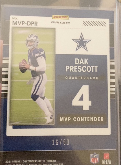 2021 Panini Contenders Optic Football #MVP-DPR Dak Prescott — front