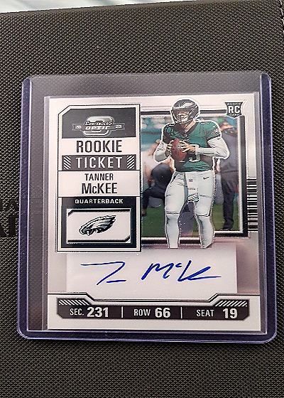 2023 Panini Contenders Optic #136 Tanner McKee Rookie Ticket Auto — front