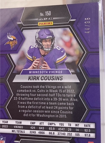 2022 Panini Prizm #150 Kirk Cousins — front