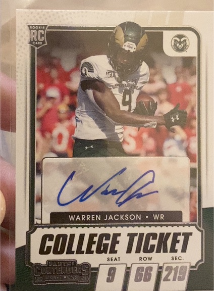 2021 Panini Contenders Draft Picks College Ticket # Warren Jackson — front