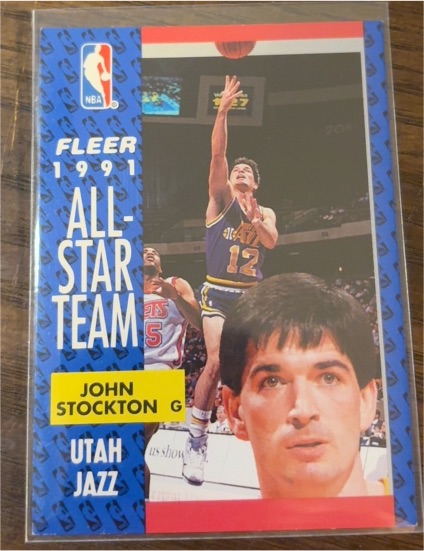 1991-92 Fleer #217 John Stockton All-Star Team Utah Jazz — front