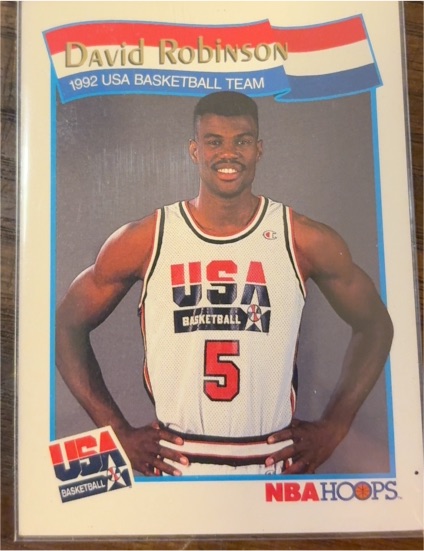 1991-92 NBA Hoops #59 David Robinson 1992 USA Basketball Team — front