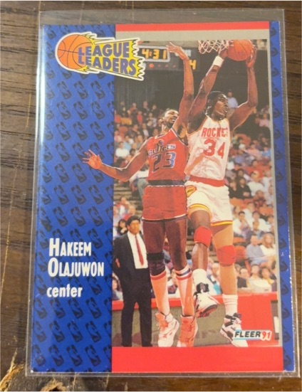 1991-92 Fleer #223 Hakeem Olajuwon League Leaders — front