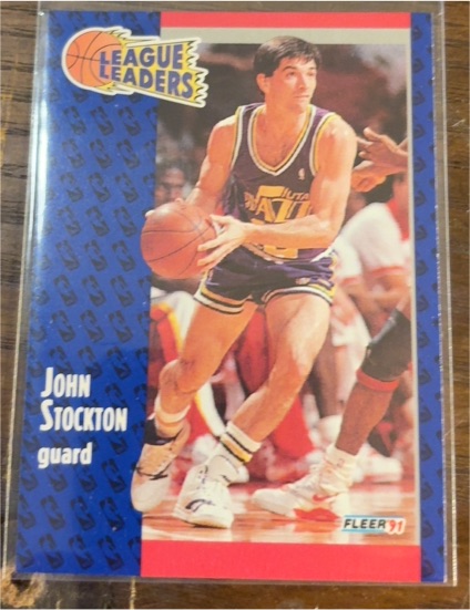 1991 Fleer #221 John Stockton League Leaders — front