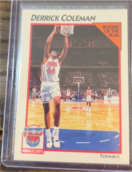 1991-92 NBA Hoops #25 Derrick Coleman — front