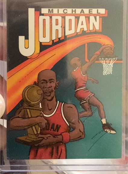 1989 NBA Jam Fire Dunk Michael Jordan Cartoon Card — front