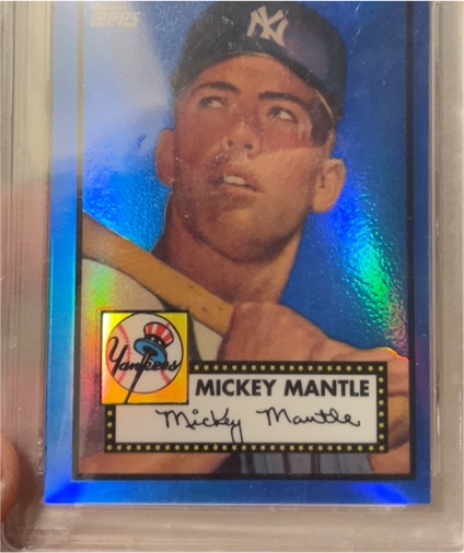 2008 Topps #MMR-52 Mickey Mantle Blue Refractor — front