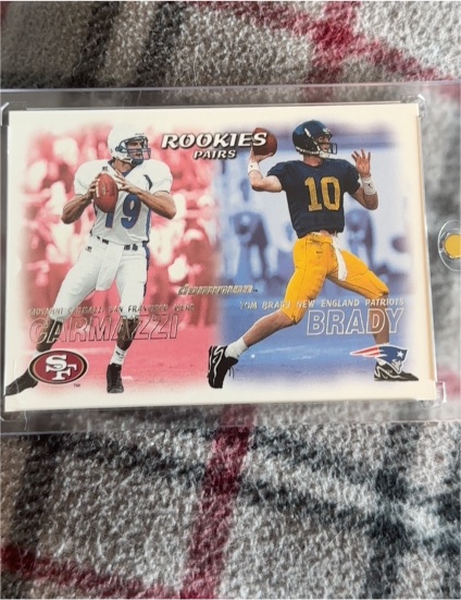 2000 Skybox Dominion #234 Tom Brady, Giovanni Carmazzi Rookie Pairs — front