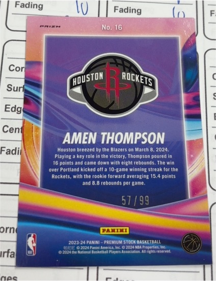 2023-24 Panini NBA Hoops Premium Stock #16 Amen Thompson — front
