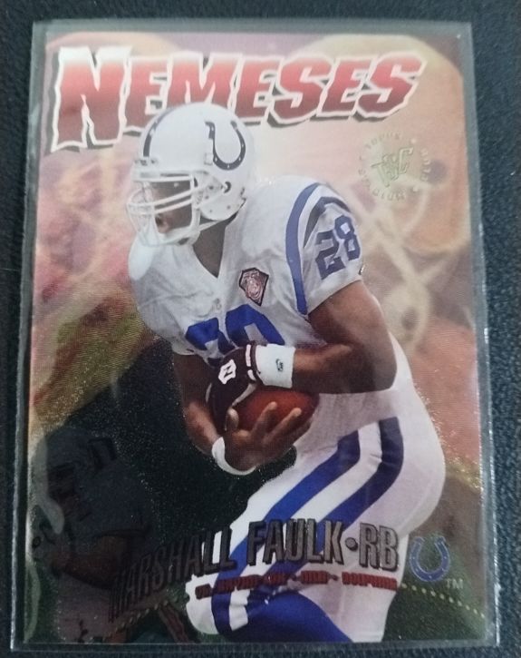 1995 Topps Stadium Club Nemeses #N13 Marshall Faulk/Bryan Cox — front