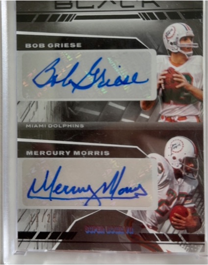 2021 Panini Black Dual Autograph Bob Griese & Mercury Morris — front