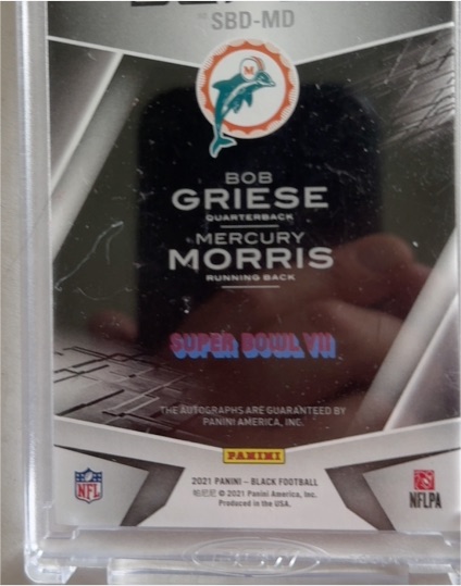 2021 Panini Black Football SBD-MD Bob Griese & Mercury Morris — front