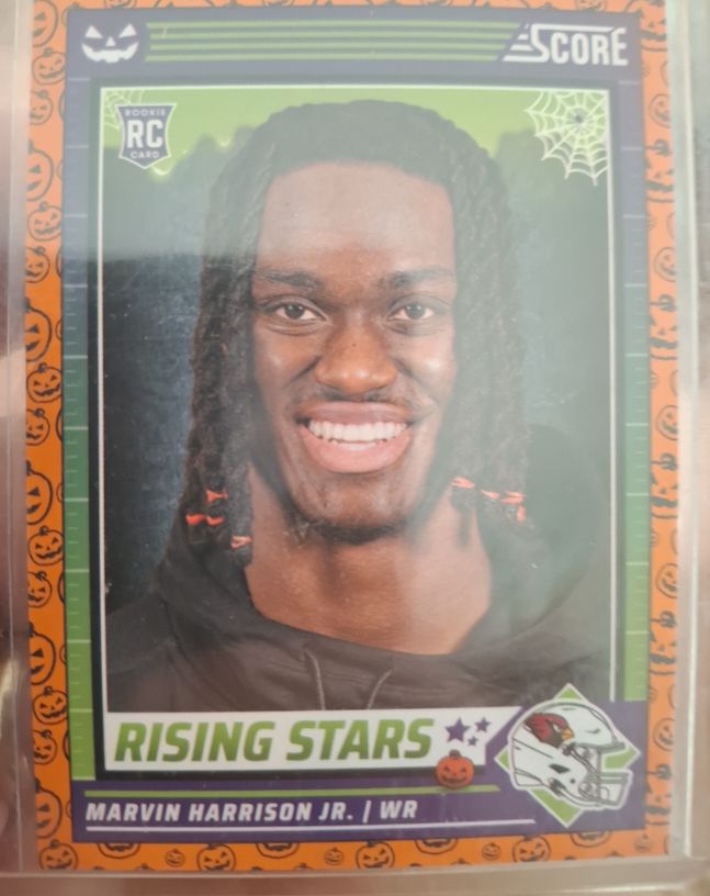 2024 Panini Score-A-Treat #38 Marvin Harrison Jr. Rising Stars Orange Pumpkins — front