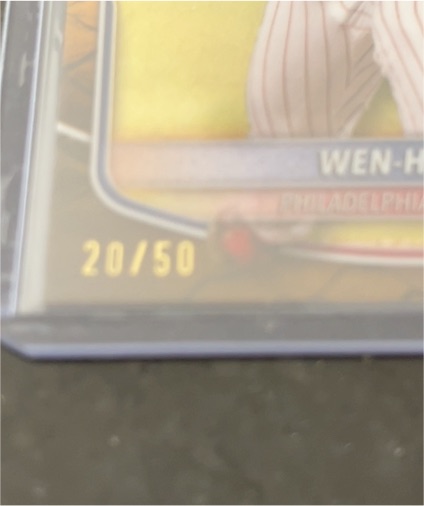 2024 Bowman Draft #BD-115 Wen-Hsin Chen Gold /50 Philadelphia Phillies — front