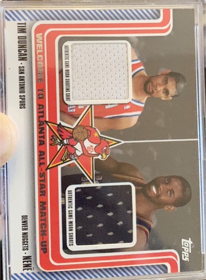2003-04 Topps Welcome to Atlanta All-Star Match-Up Dual Relic Tim Duncan / Nene — front