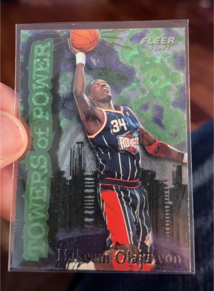 1996-97 Fleer #6 Hakeem Olajuwon Towers of Power — front