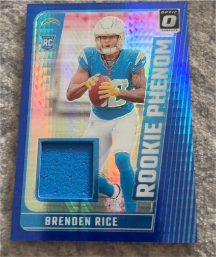 2024 Panini Donruss Optic #RPB-BRE Brenden Rice Rookie Phenom Blue Hyper Patch — front