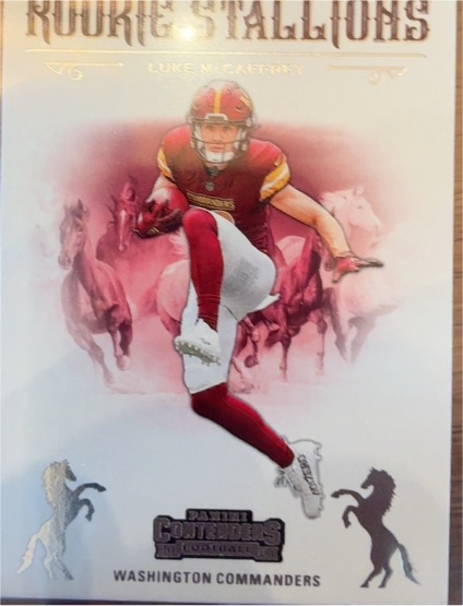 2024 Panini Contenders #20 Luke McCaffrey Rookie Stallions — front