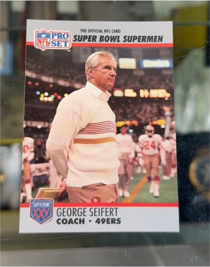 1990 Pro Set Super Bowl Supermen #131 George Seifert — front