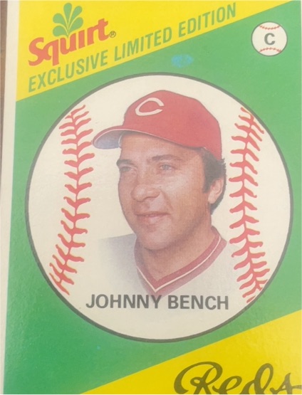 1981 Topps Squirt Exclusive Limited Edition #20 Johnny Bench — front